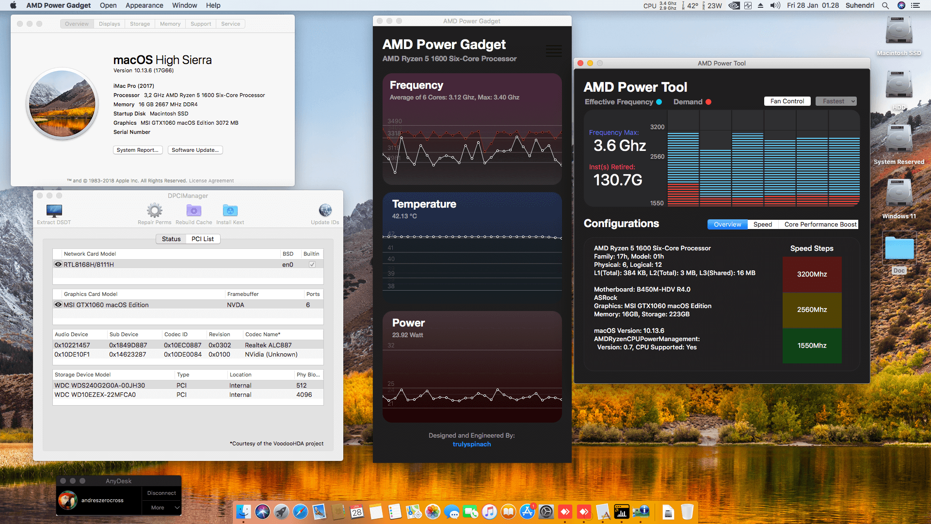 Success Hackintosh macOS High Sierra 10.13.6 Build 17G66 in Asrock B450M-HDV 4.0 + AMD Ryzen 5 1600 + MSI GTX 1060